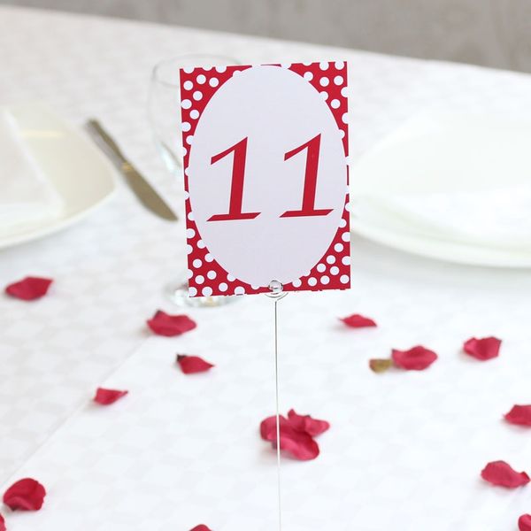 Red Polka Dot Table Numbers