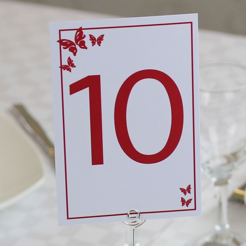 Red Butterfly Table Numbers