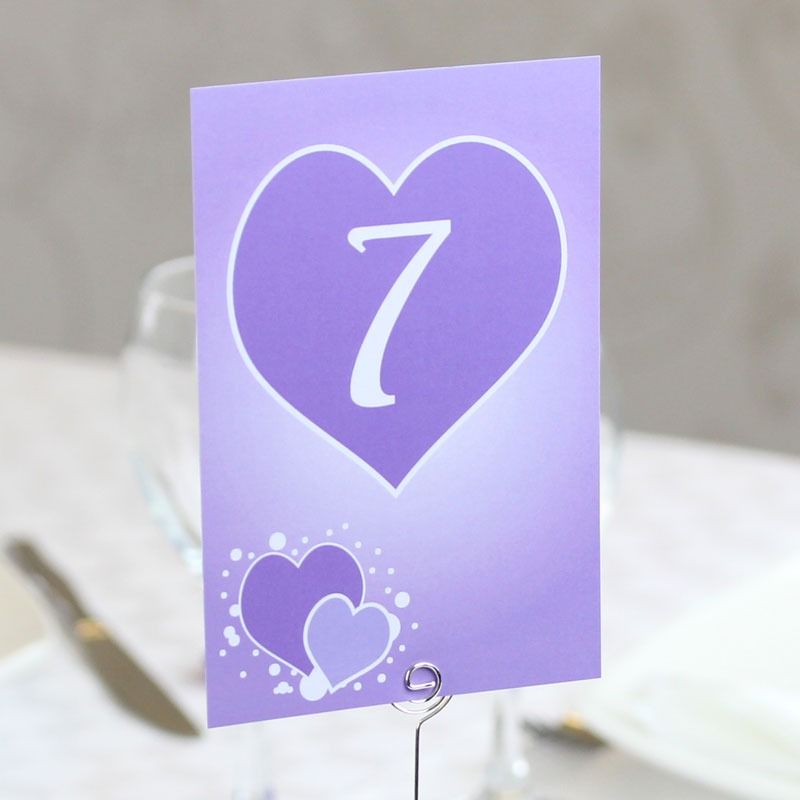 Lilac Hearts Table Numbers