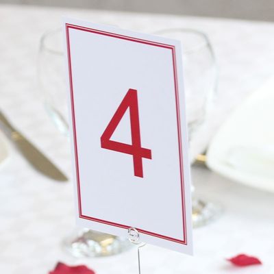 Red Plain Border Table Numbers