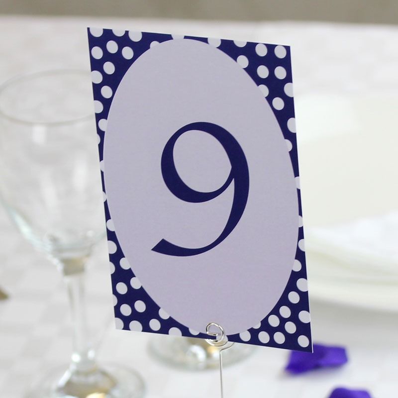 Navy Blue Polka Dot Table Numbers