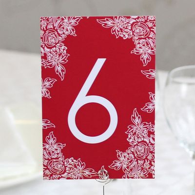 Red Floral Table Numbers