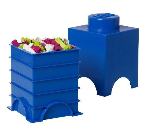 Blue LEGO Storage Brick with Contents