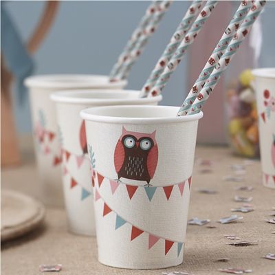 Patchwork Owl Paper Cups