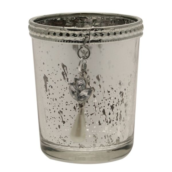 Silver Speckle Votive with Hanging Decoration