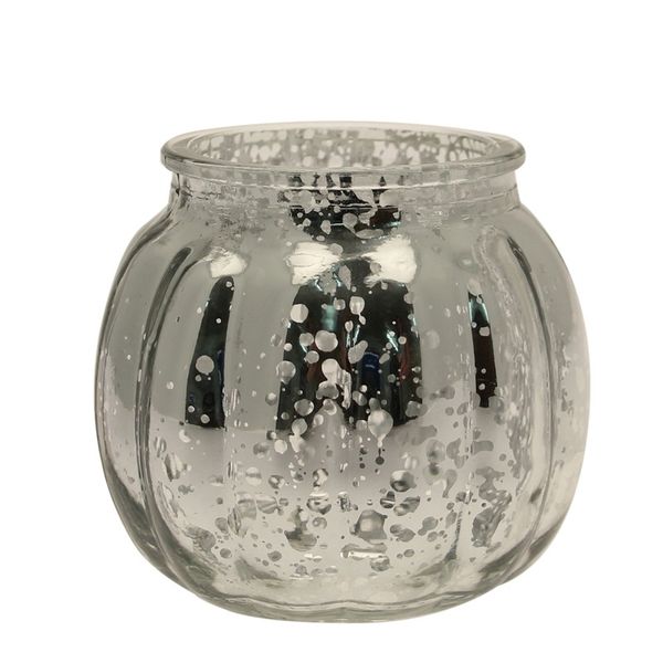 Rounded Silver Speckle Candle Holder