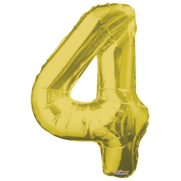 Big Number 4 Gold Balloon