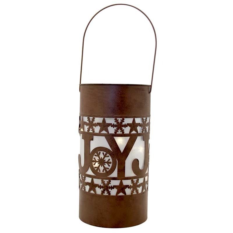 Brown Joy Metal Lighted Lantern