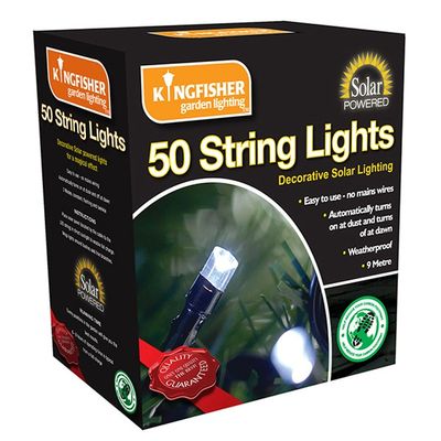 Kingfisher Solar Powered String Lights - 50 pack - Boxed