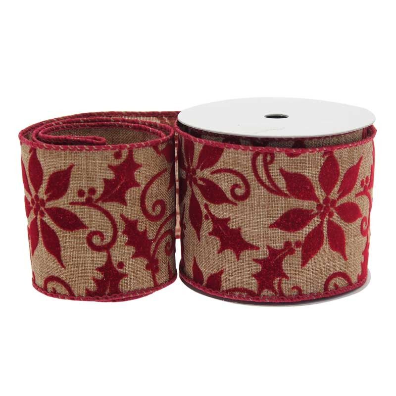 Burgundy Poinsettia Ribbon (63mm) 