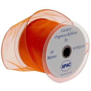 70mm Orange Wired Chiffon Ribbon