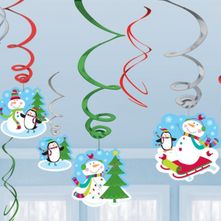 Joyful Snowman Party Hanging Swirls