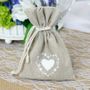 Large Heart Printed Hessian Favour Bag