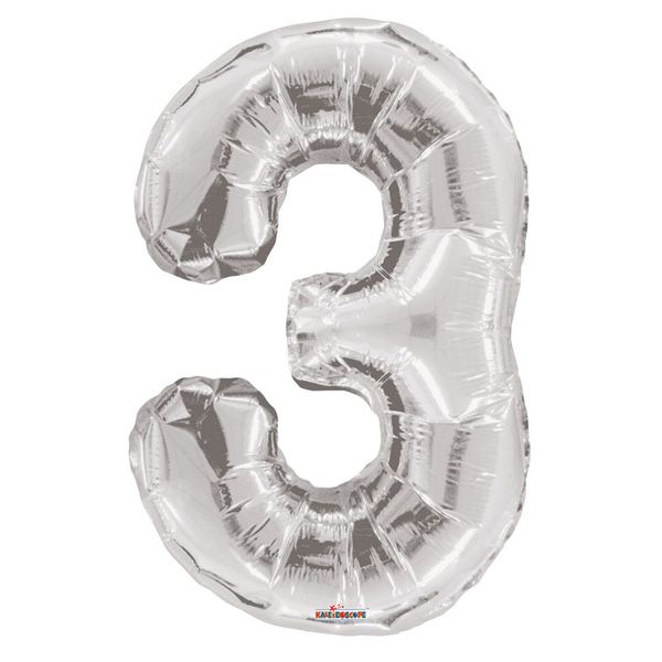 Silver 3 Big Number Balloon