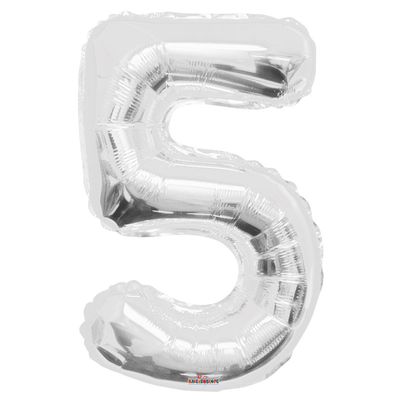 Silver 5 Big Number Balloon