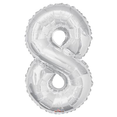 Silver 8 Big Number Balloon