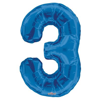 Blue 3 Big Number Balloon 