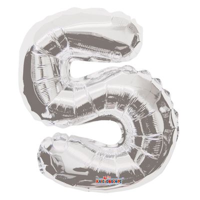 Silver Number 5 Foil Balloon