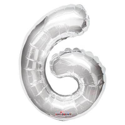 Silver Number 6 Foil Balloon