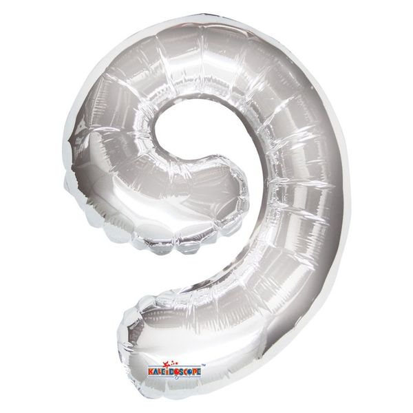 Silver Number 9 Foil Balloon