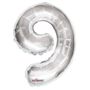 Silver Number 9 Foil Balloon