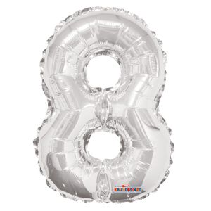 Silver Number 8 Foil Balloon