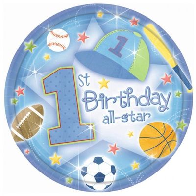 First Birthday All Star paper plates - pack of 18