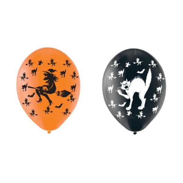 Halloween Party Cats and Witches Balloons