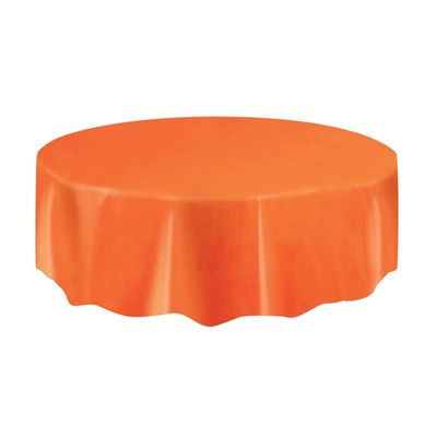 Orange Round Plastic Table Cover