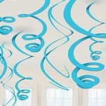 Solid Colour Decorations Blue Hanging Swirl Decorations - 55cm