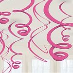 Solid Colour Decorations Pink Hanging Swirl Decorations - 55cm