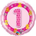 Teddy Bears 1st Birthday Girl Foil Balloon