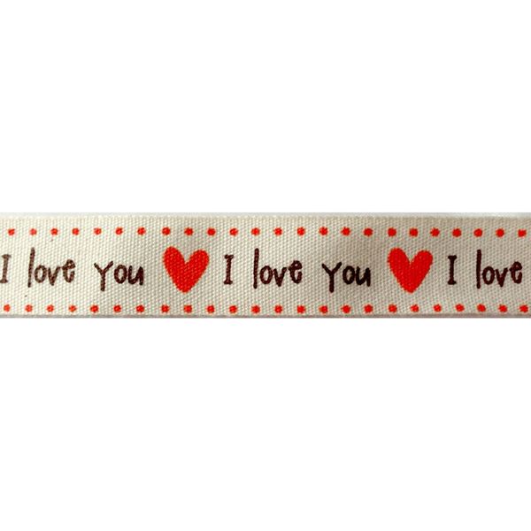 Cream Cotton With I Love You Red Hearts Ribbon