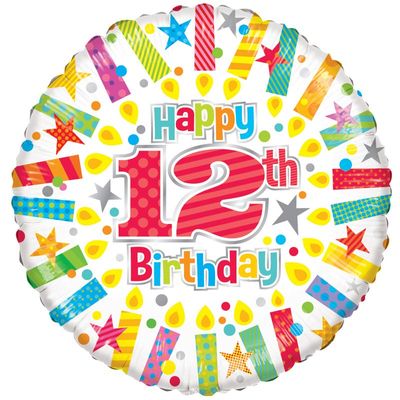 12th Birthday Radiant Candle Foil Balloon