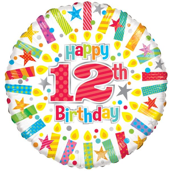 12th Birthday Radiant Candle Foil Balloon