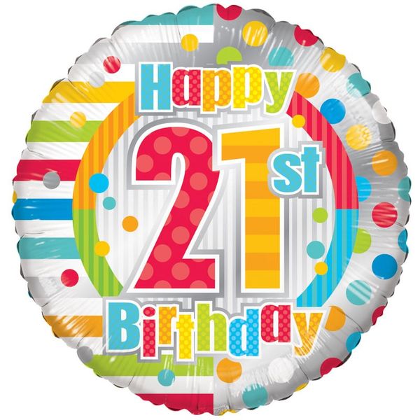 Radiant Happy 21st Birthday Balloon