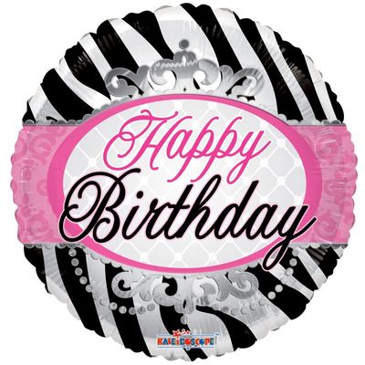 Zebra Print Happy Birthday Foil Balloon