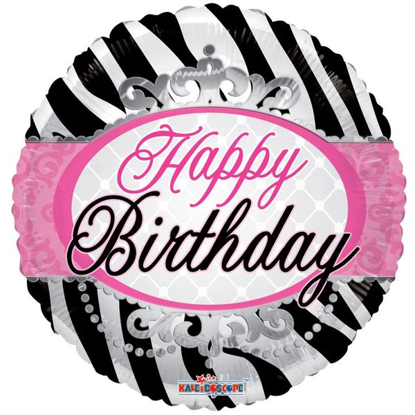 Zebra Print Happy Birthday Foil Balloon