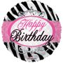 Zebra Print Happy Birthday Foil Balloon