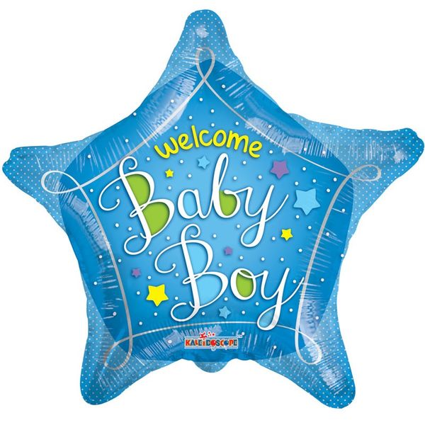 Welcome Baby Boy Star Foil Balloon