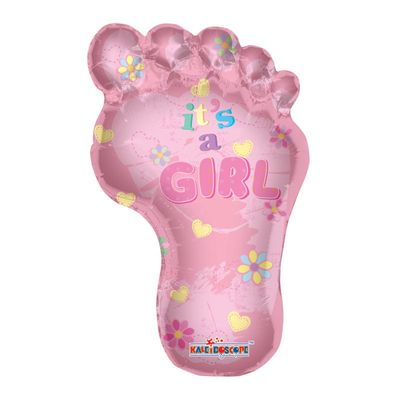Baby Girl Footprint Foil Balloon