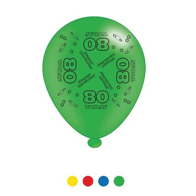 Age 80 Unisex Birthday Latex Balloons x8