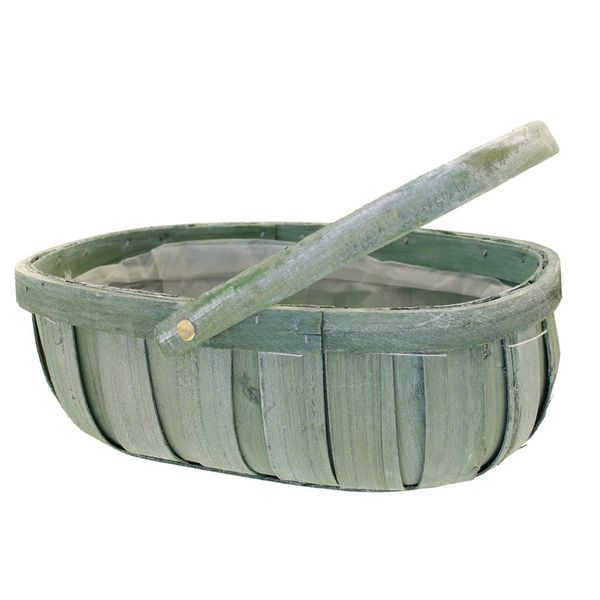 Green Softwood Trug With Folding Handle