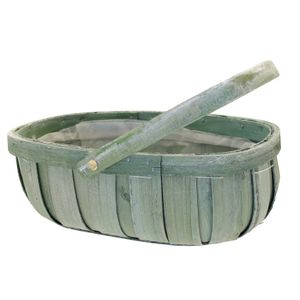Green Softwood Trug With Folding Handle