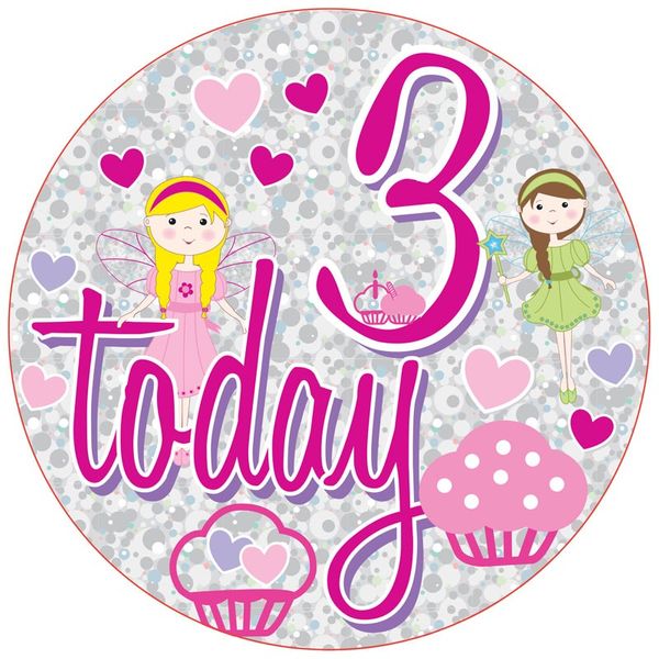 Jumbo Age 3 Fairy Princess Birthday Badge (15cm)