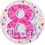 Jumbo Pink 8 Today Birthday Badge