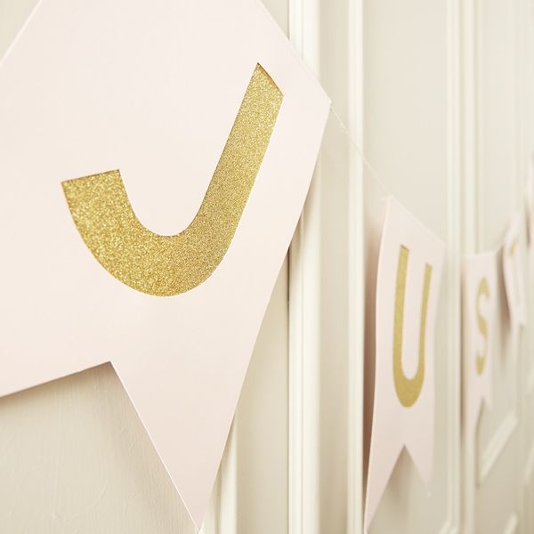 Pink and Gold Just Married Bunting