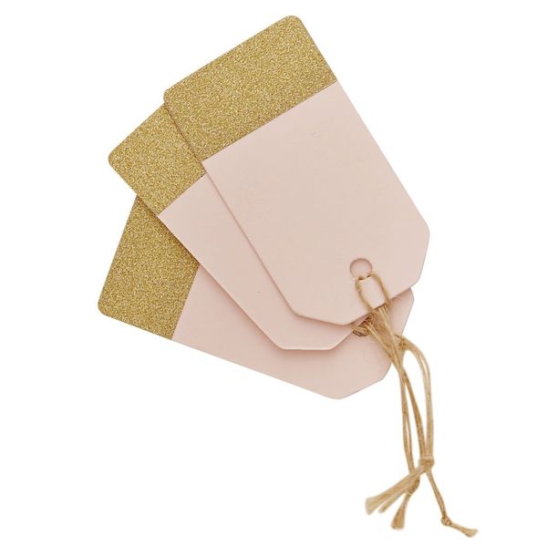 pink and gold favour tags