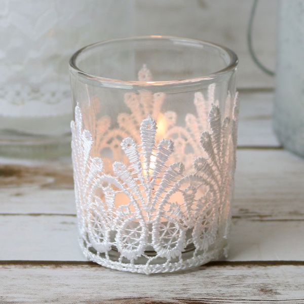 Glass Votive with Lace Cover | Easy Florist Supplies