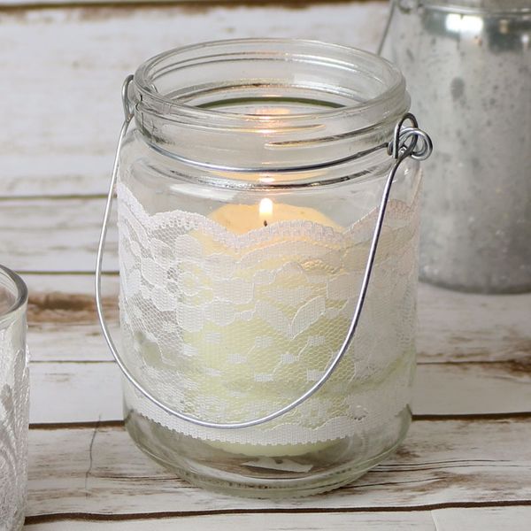 Lace Candle Jar With Handle